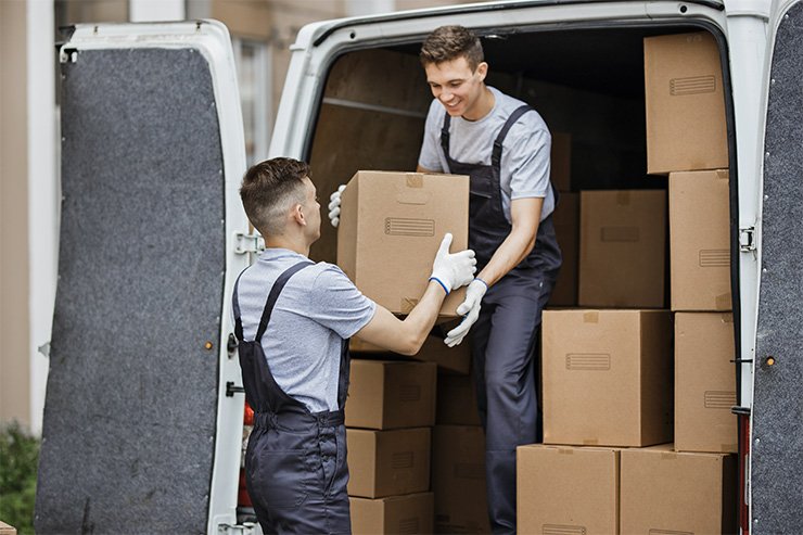 delivery man handing a parcel