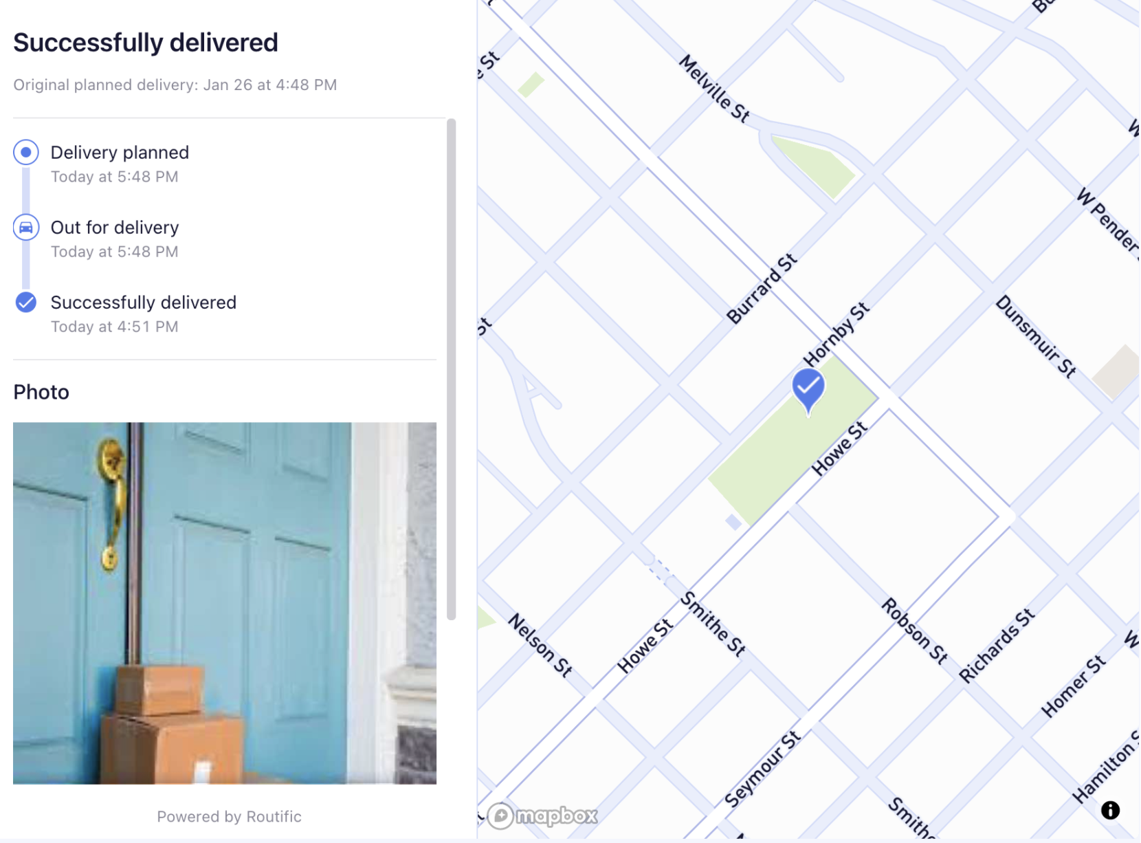 Allow customers to track delivery status on a map