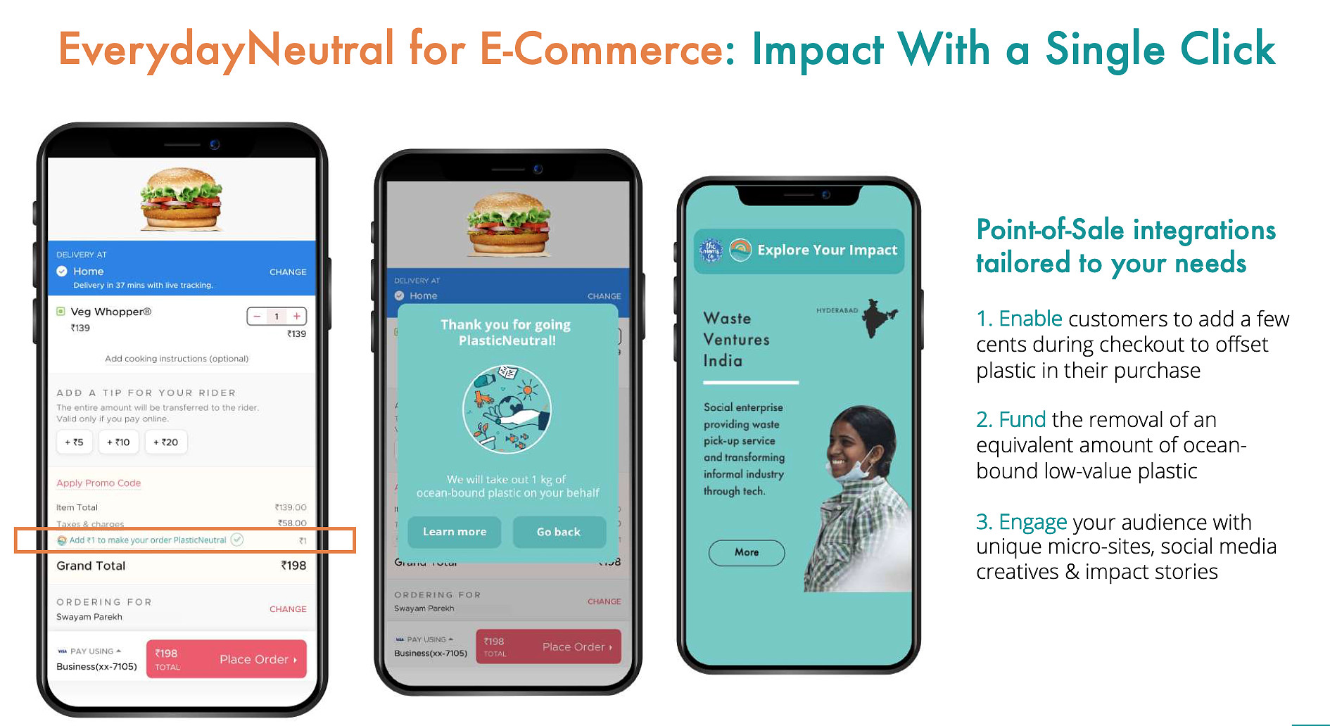 EverydayNeutral for E-Commerce, Point-of-sale integrations by rePurpose Global to make a purchase green