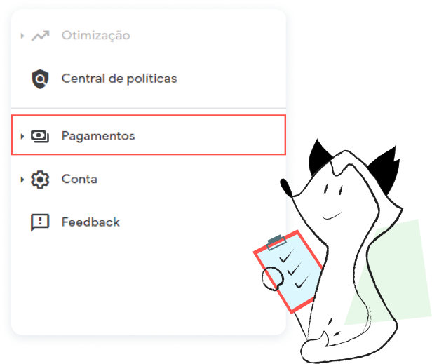 acesse a aba pagamentos do adsense