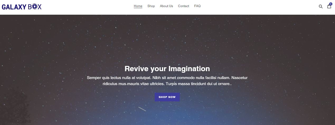 Hero Image (Galaxy Sky) of website landing page.