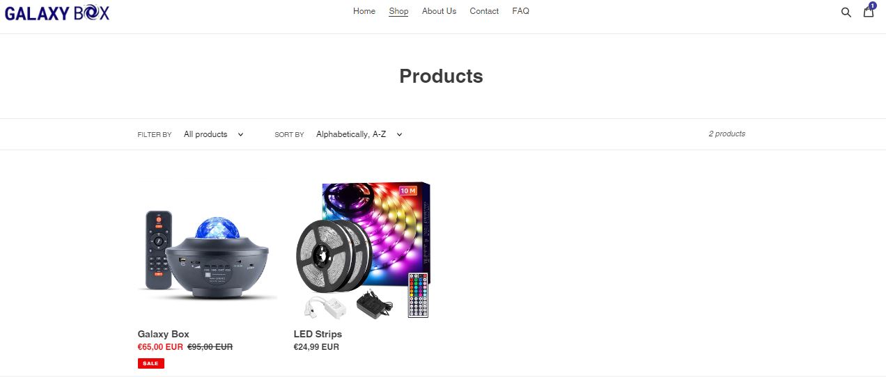 Image page showing list of products.
