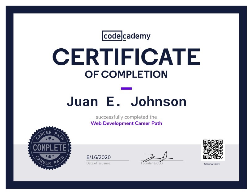 Career Path Certificates Image from Codecademy