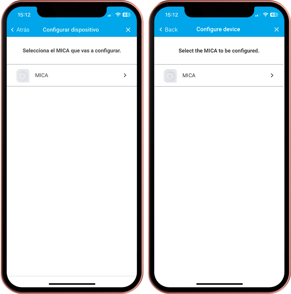 la app buscará todos los MICA que estén en punto de acceso