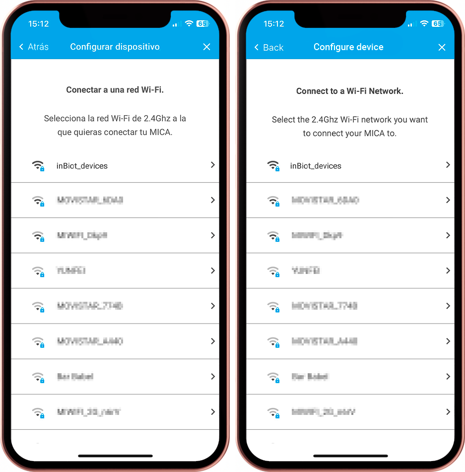 listado de redes 2.4 compatibles con el MICA