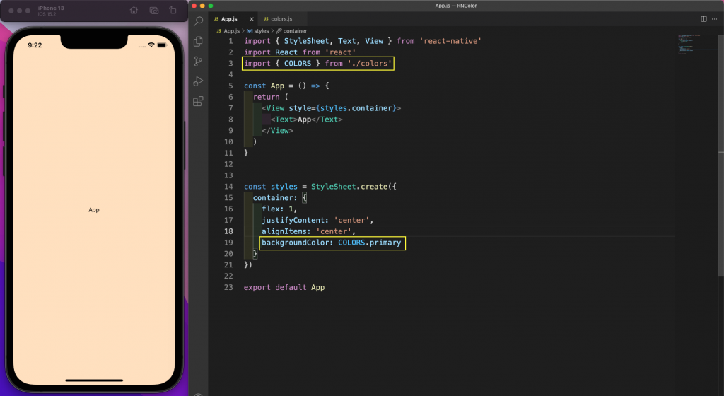 importing colors
