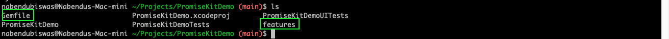 Now our project contains a Gemfile and a features folder.