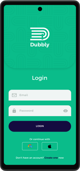 phone mockup of dubbly project screen