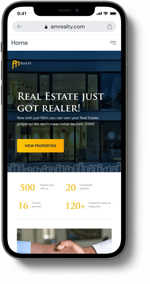 phone mockup of AM Realty project screen