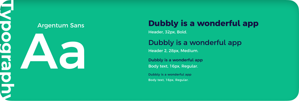dubbly style guide, typography