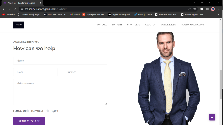 image of am realty old website