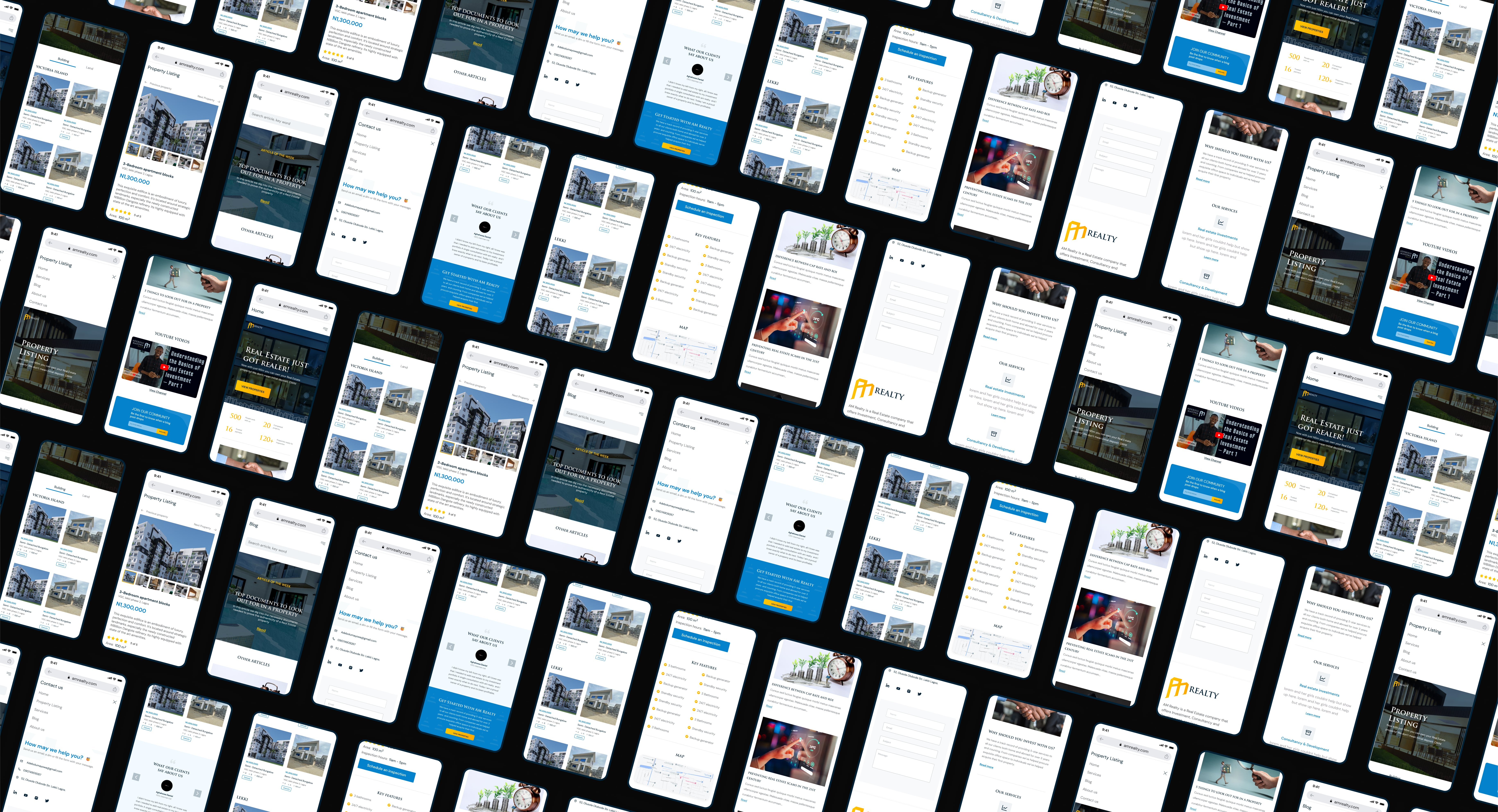 a m realty high fidelity, mobile screens