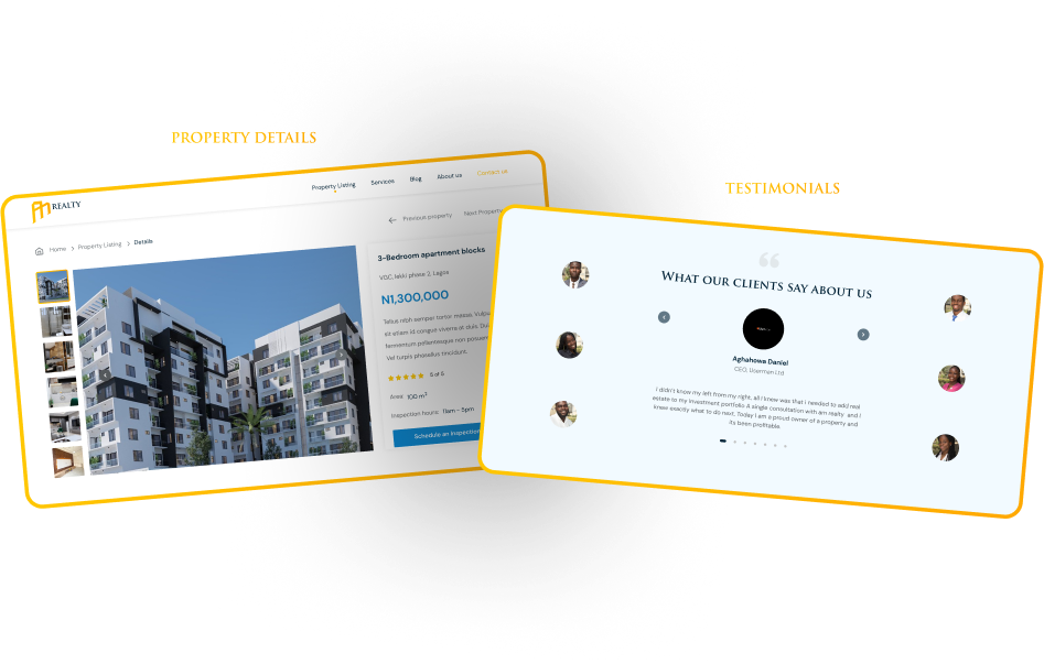 a m realty high fidelity, interaction design