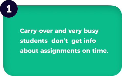 key findings from dubbly user research which reads  carry over and very busy students dont get info about assignments on time