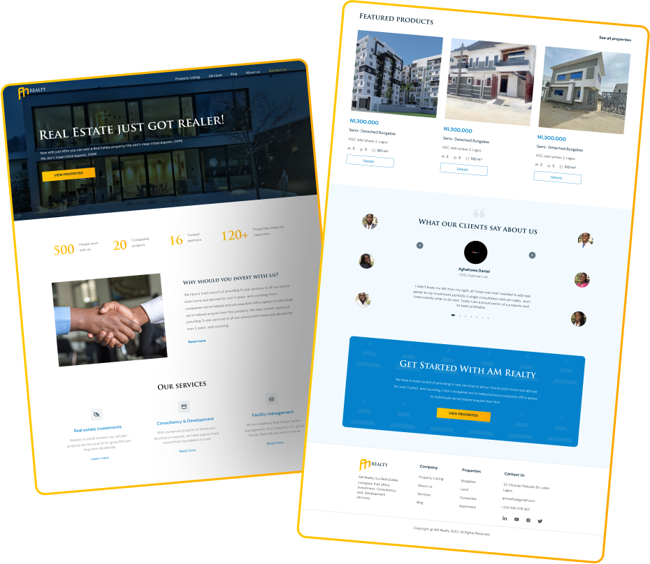 a m realty high fidelity, home page 