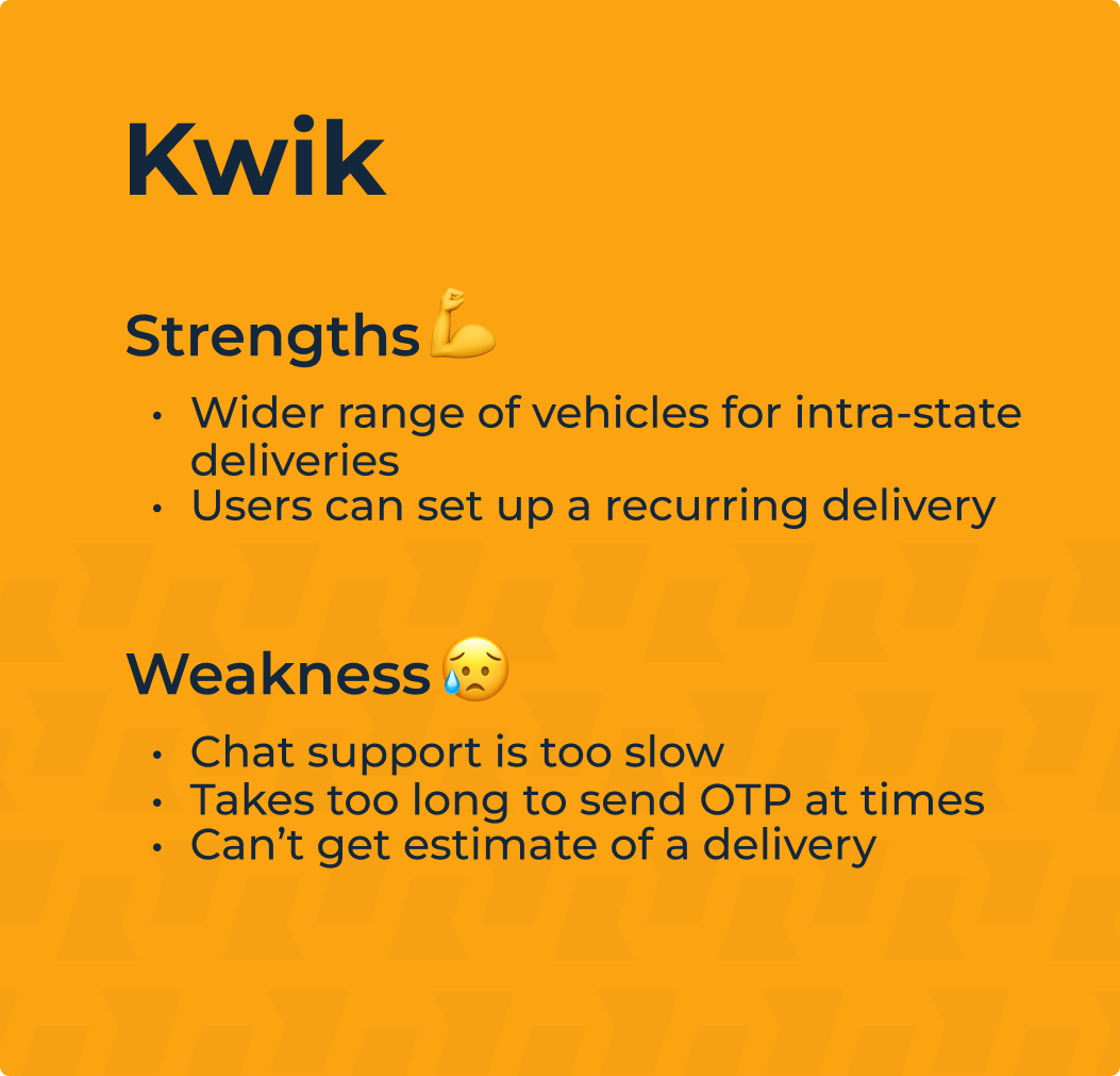 Key finding from the dlvrd project competitive audit on the kwik competitor