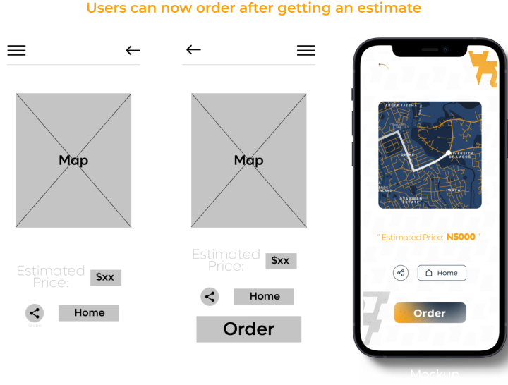 users can now order after getting an estimate