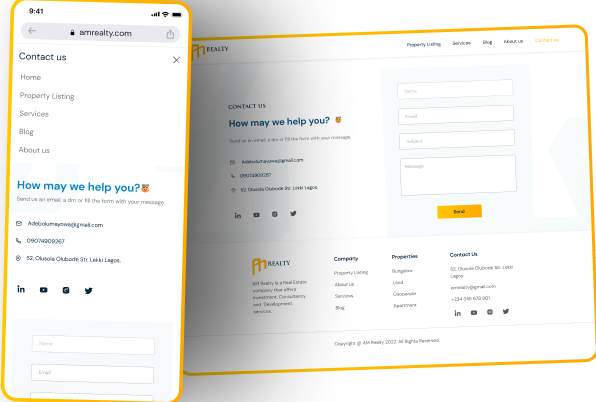 preview of AM Realty high fidelity screens