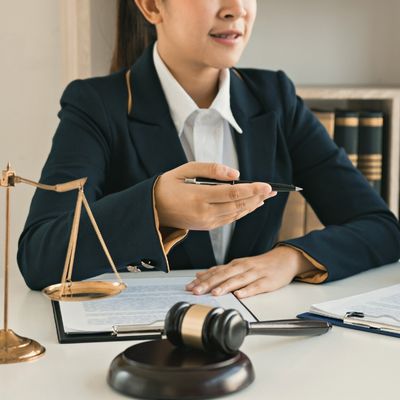 A lawyer explaining a case