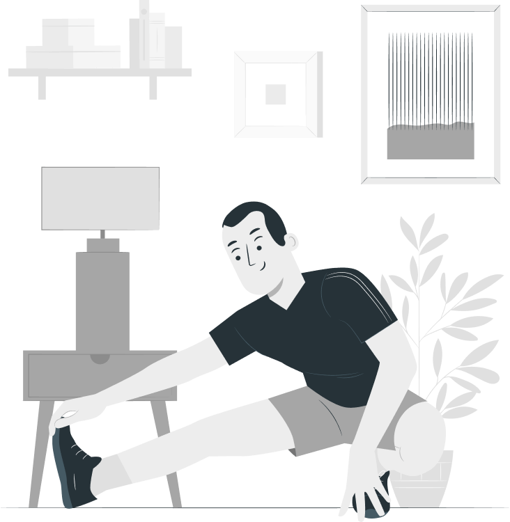 Ilustración de un hombre estirando su cuerpo.