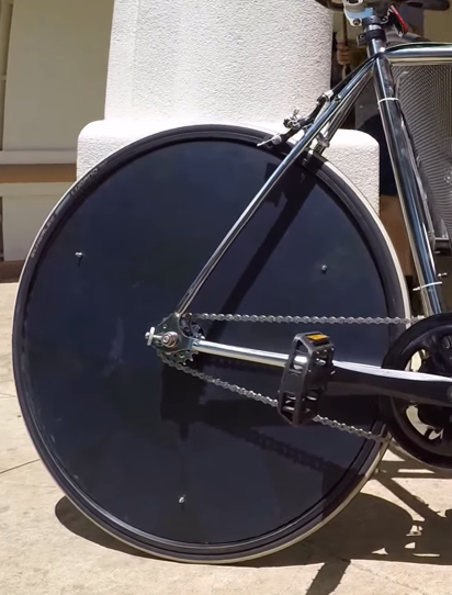solar wheel installed covering the spokes of a bicycle wheel
