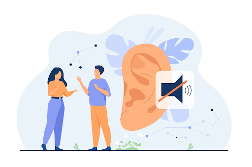 Illustration of two people talking but in mute mode
