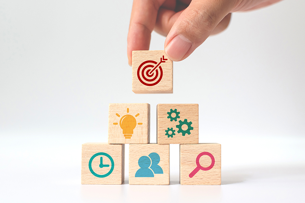Picture of wooden cubes showing strategy
