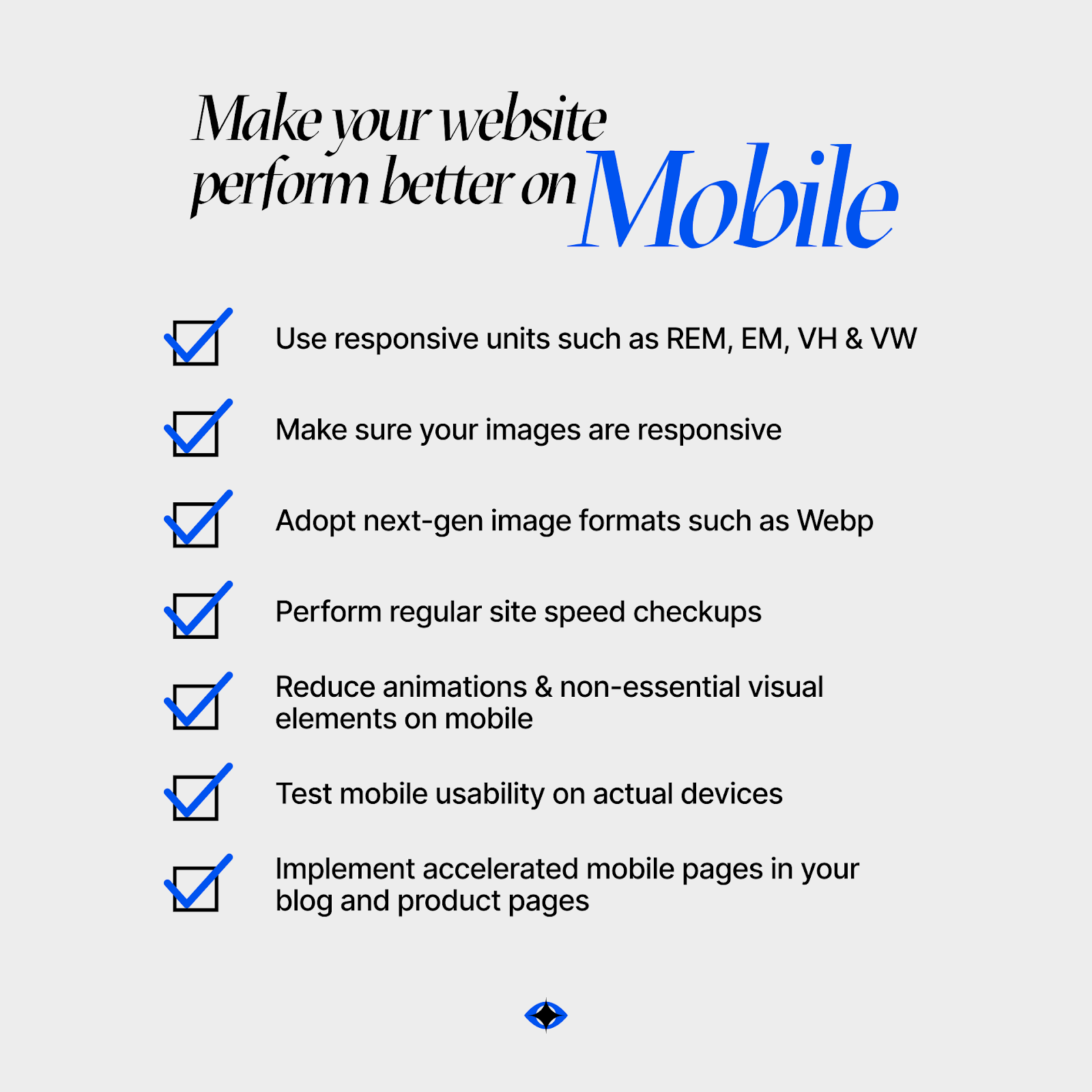 An image showing a checklist on why you should make your website perfomr better on mobile.