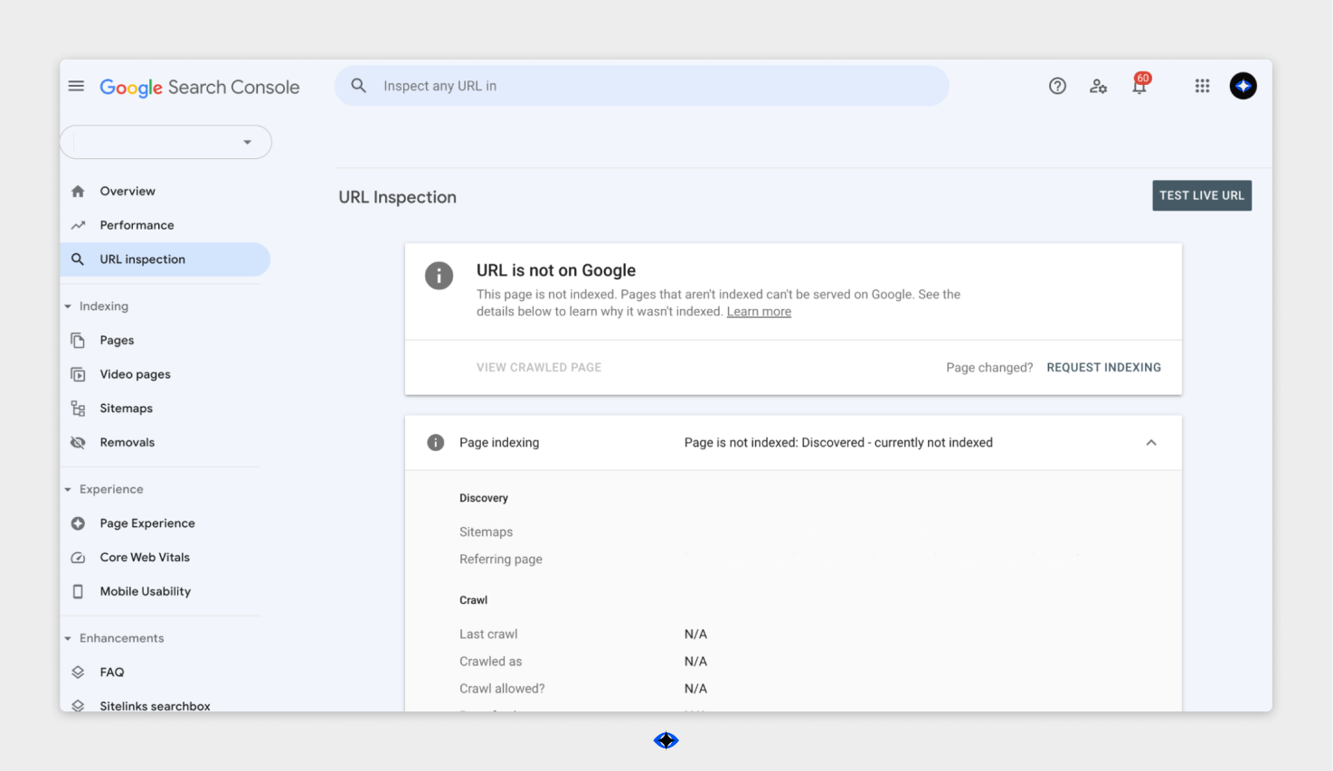 Screenshot form google search console.