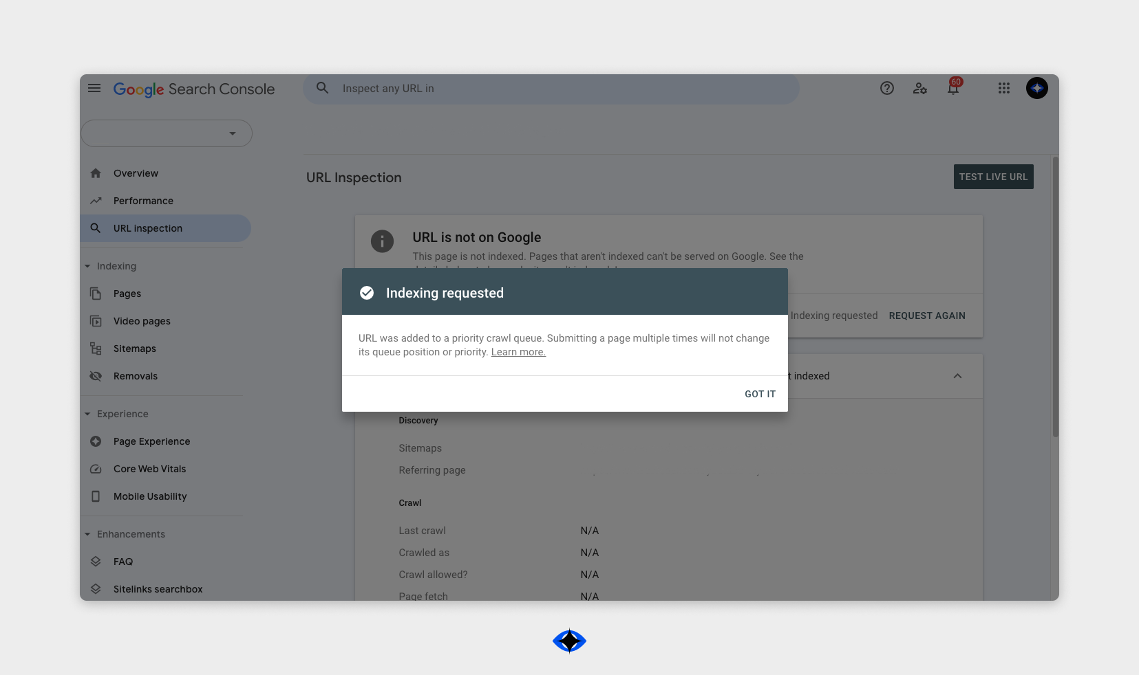 Screenshot form google search console.