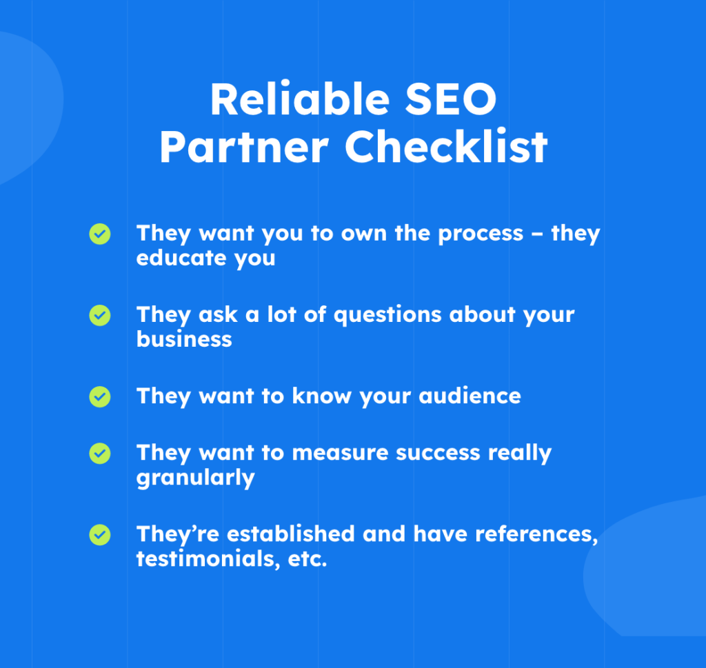 Reliable SEO partner checklist
