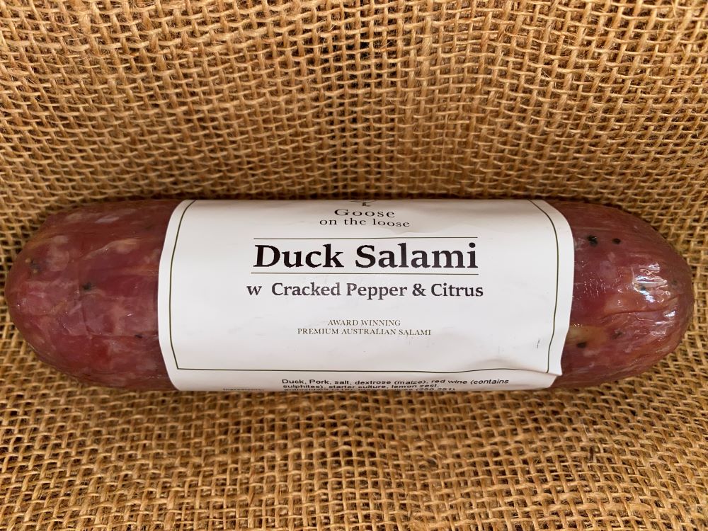 Duck and Citrus Zest Salami 3 Geese Queensland Salami
