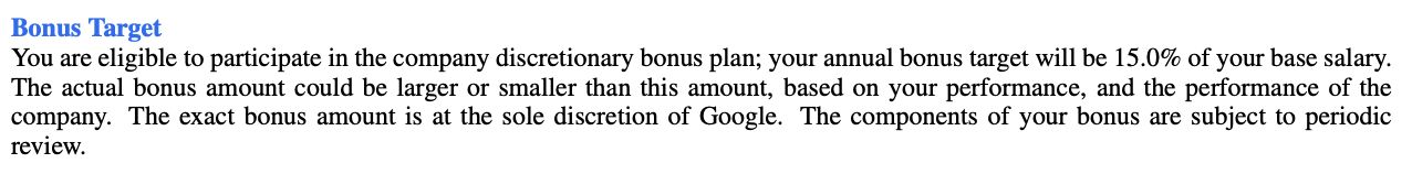 Google Annual Bonus Target