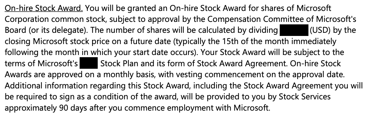 Microsoft stock package