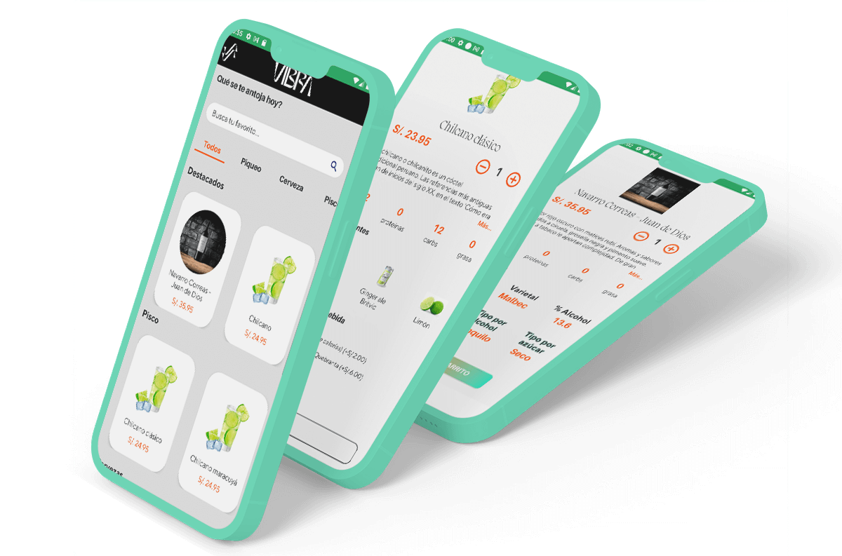 Mockup de la app VIBRA