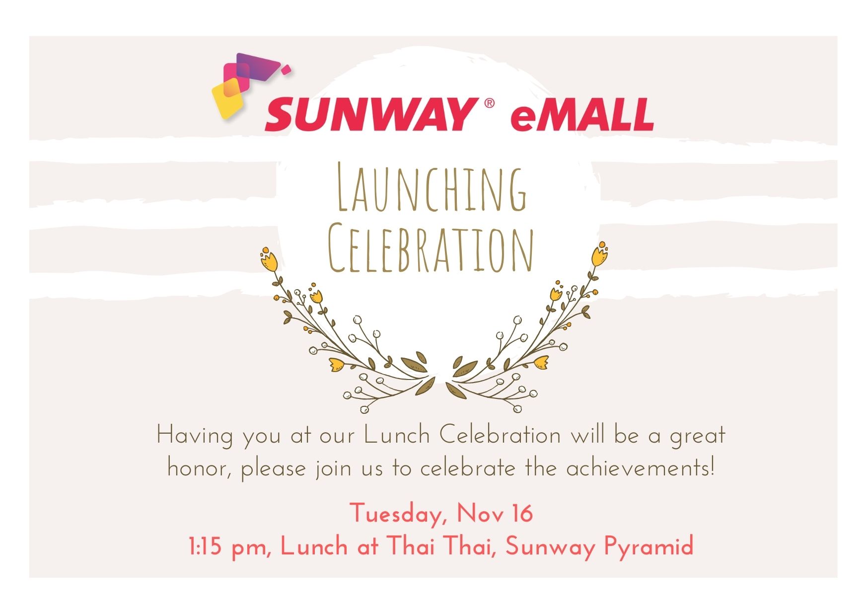 Sunway EMall Launching Celebration Invitation Card