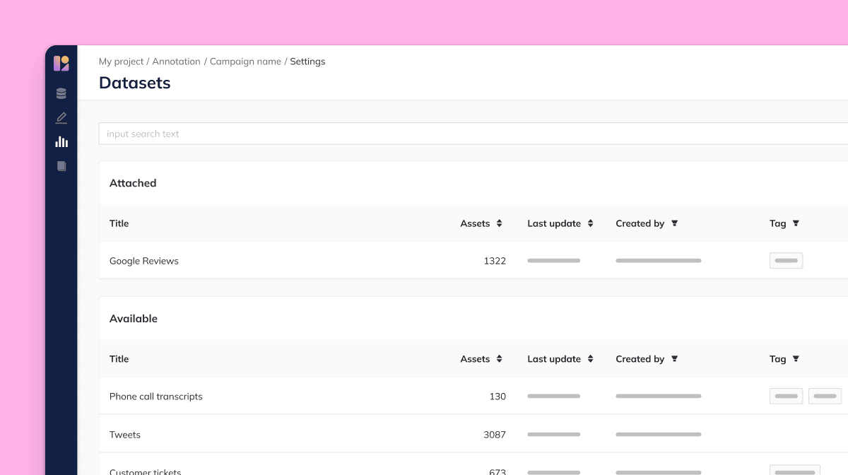 Text collection & management illustration datasets