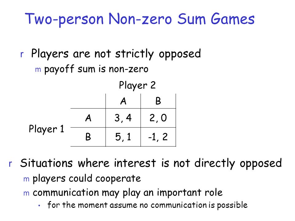 Two-person non zero-sum games by Giovanni Neglia.