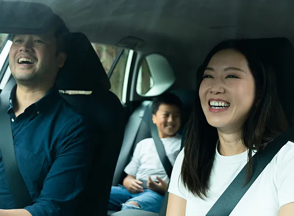 Family enjoying driving