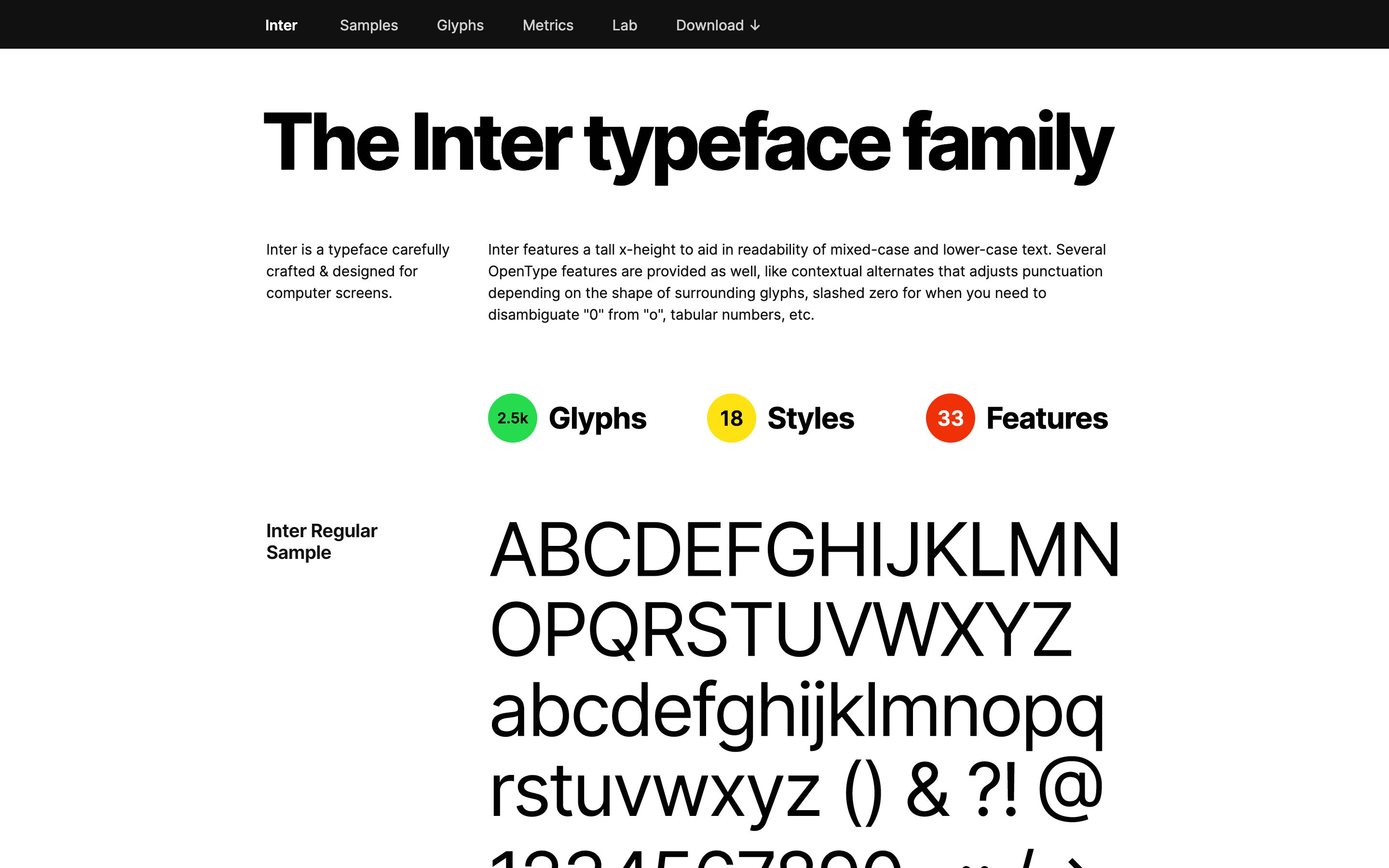 Inter font screenshot