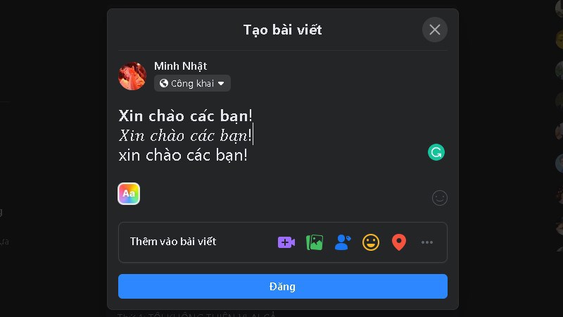 Trờ vê Facebook và dán lại