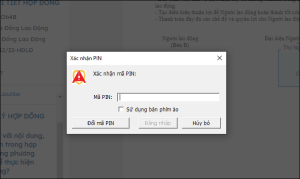Nhập mã PIN xác Nhận Ký hợp đồng điện tử