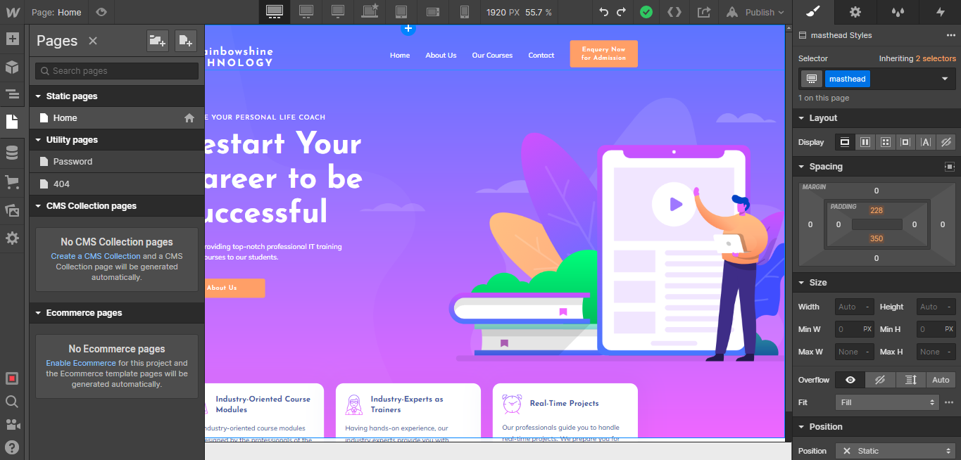 Rainbowshine Technology Web Development with Webflow