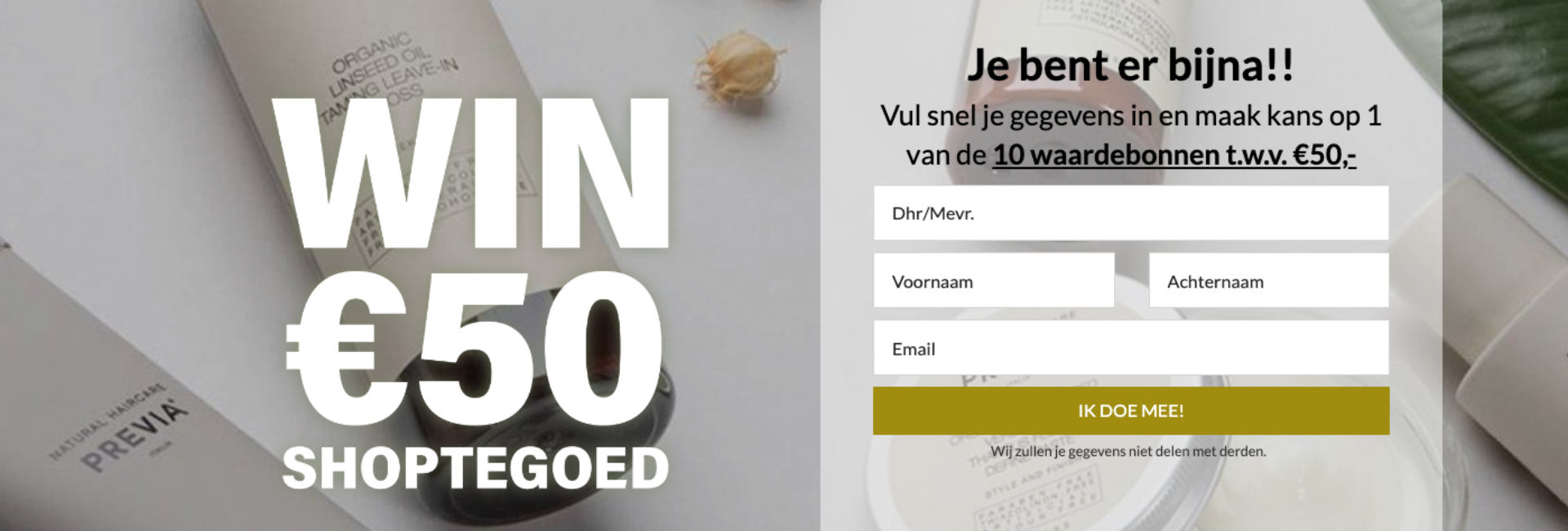Formulier winactie KNAP! Haarshop