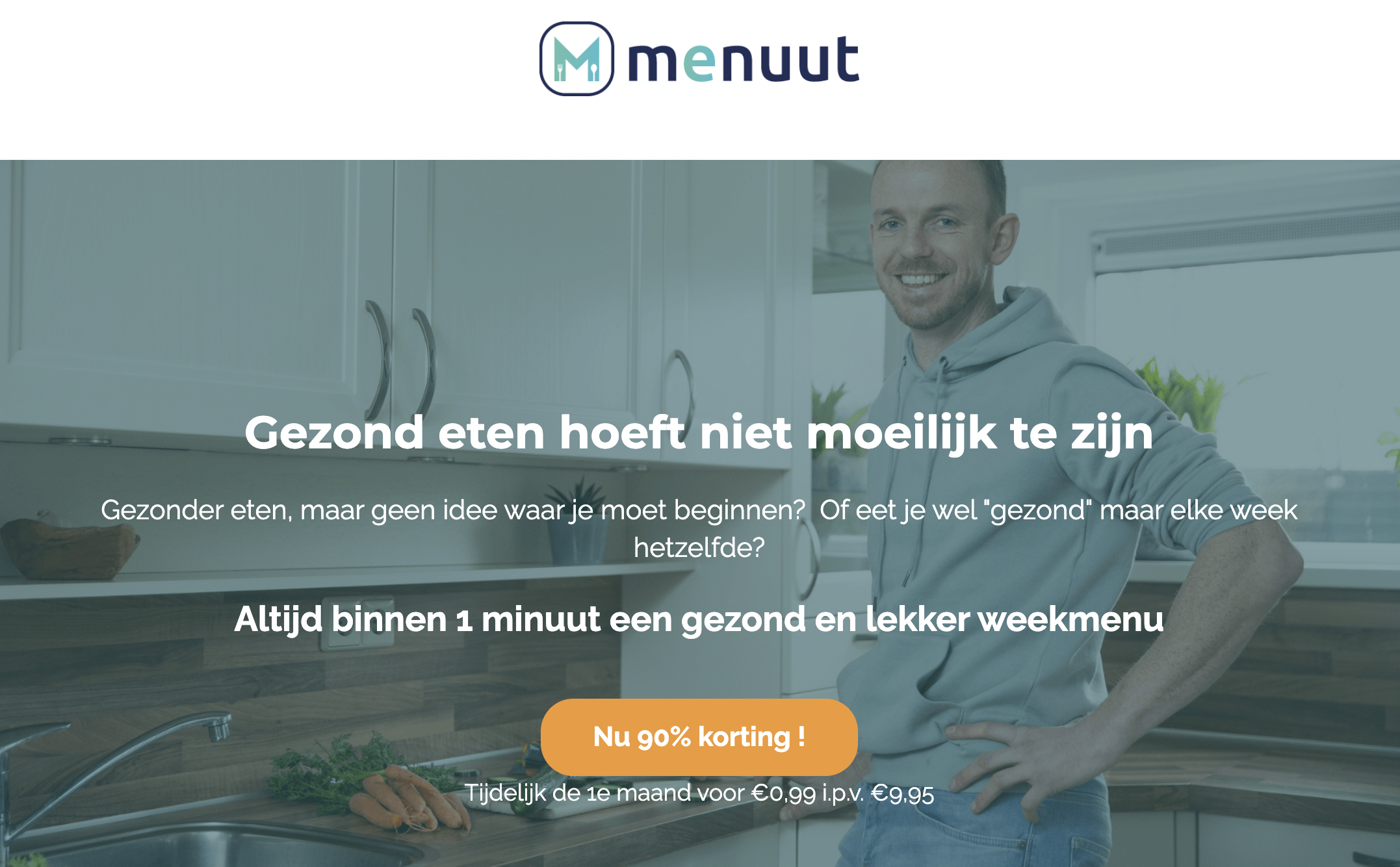 Voorbeeld landigspagina Menuut