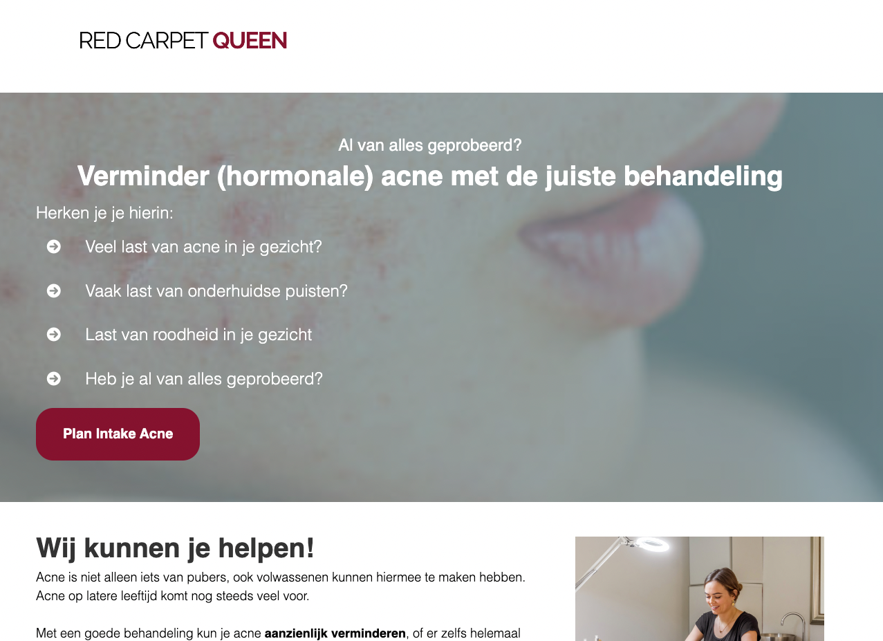Landingspagina Red Carpet Queen