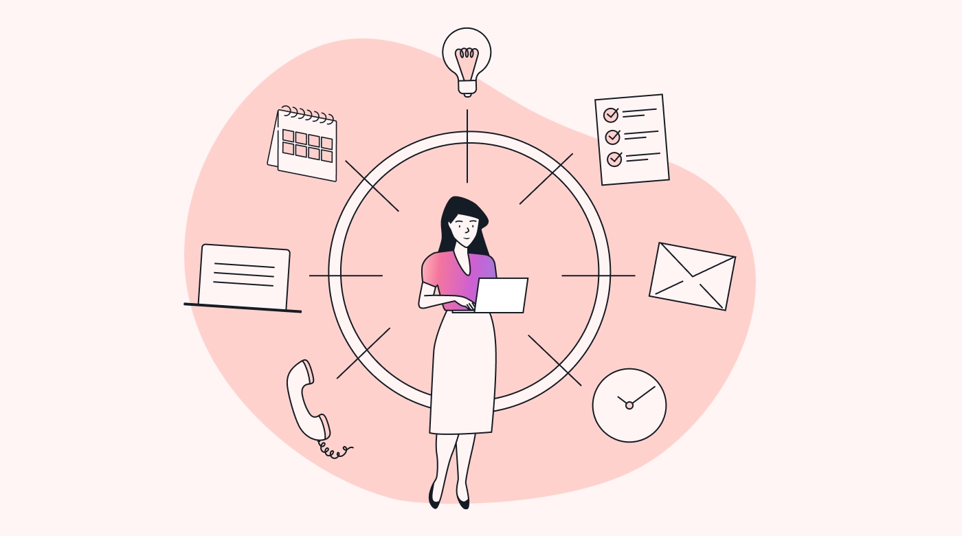 Illustration of business tools and time management