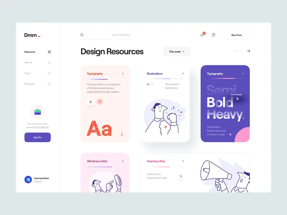 Dashboard UI design inspiration rounded corners clean sansserif