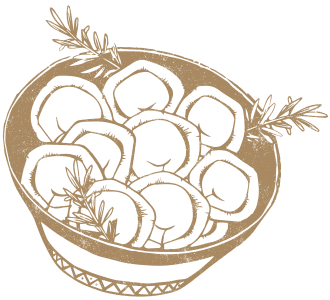 Digital drawing of pelmeni in a bowl.