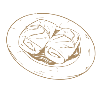 Digital drawing of holubtsi on a plate.